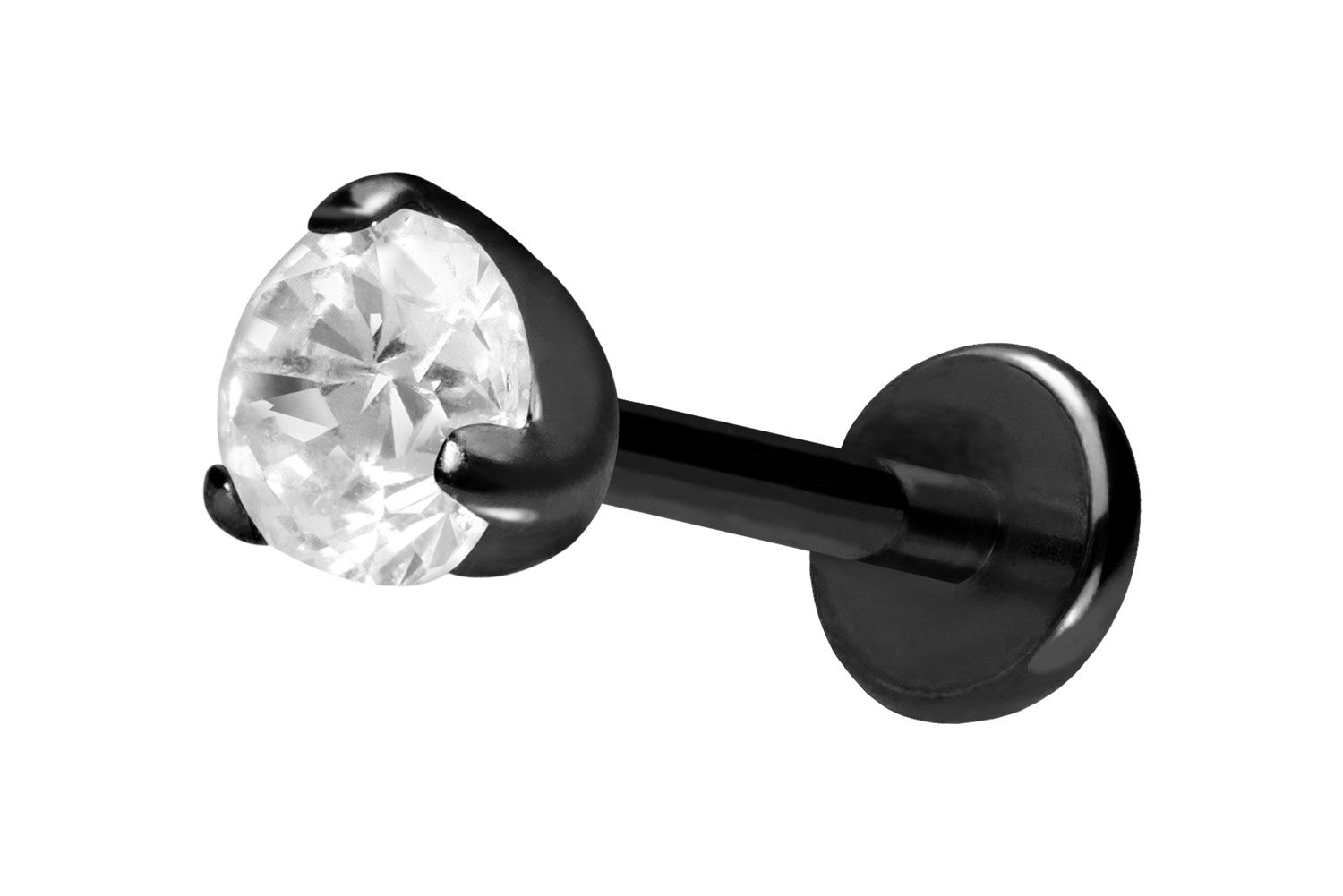 Titan Labret Piercing mit Push Fit EINGEFASSTER KRISTALL